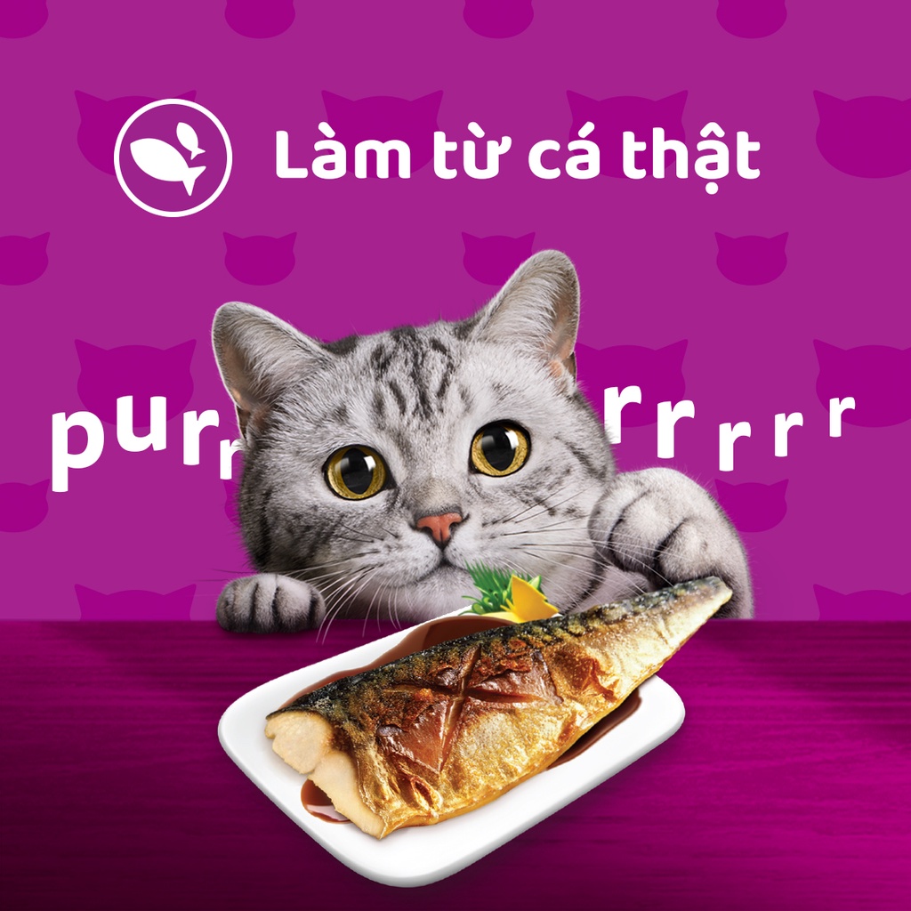 WHISKAS® Thức ăn cho mèo lớn dạng sốt vị cá saba nướng 80g