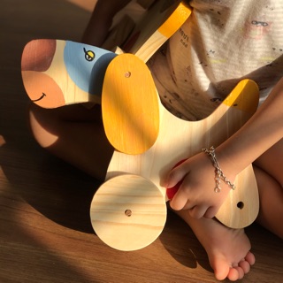 Chó gỗ handmade 100% gỗ tự nhiên, đồ chơi cho bé an toàn, trang trí nhà cửa