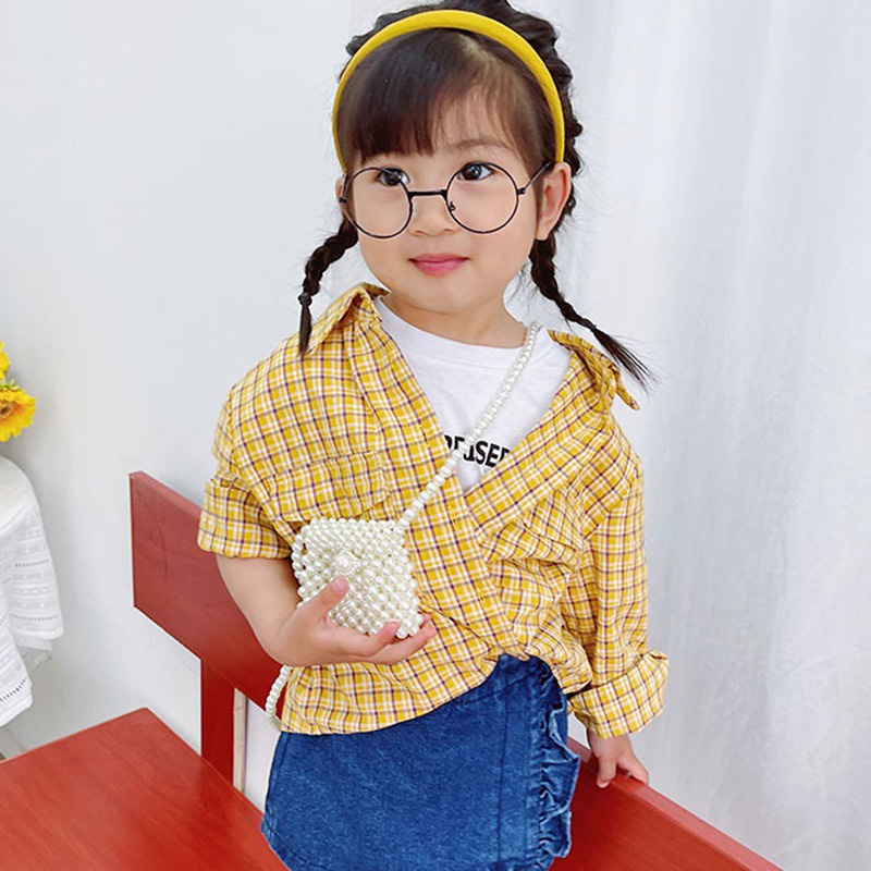 Túi đeo chéo mini đính ngọc trai giả thời trang dễ thương cho bé gái