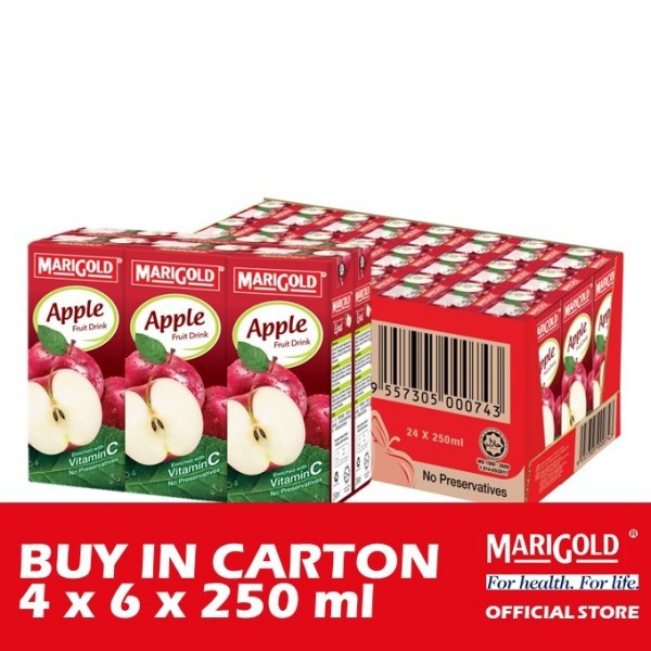 Nước Ép Táo Marigold hộp 250ml thùng 24 hộp ít đường - Marigold shop