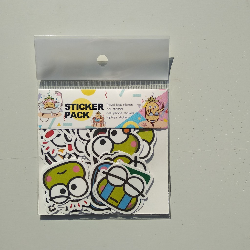 Bộ 40 hình dán sticker ếch xanh Keroppi nhỏ 4cm PVC chống thấm nước hoạt hình dán điện thoại máy tính