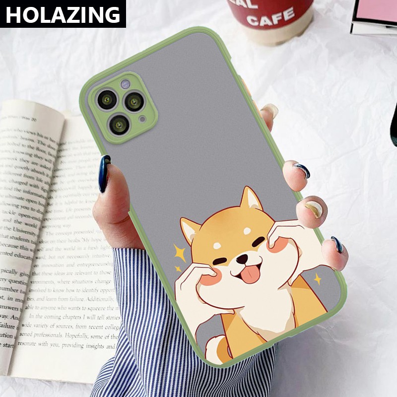 Camera Lens Protective Phone Case iPhone 12 Mini 11 Pro Max iXS Max XR SE 2020 8 Plus 7 6S vỏ điện thoại Cute Shiba Inu Matte Scrub PC Hard Cover Anti-Scrach Shockproof