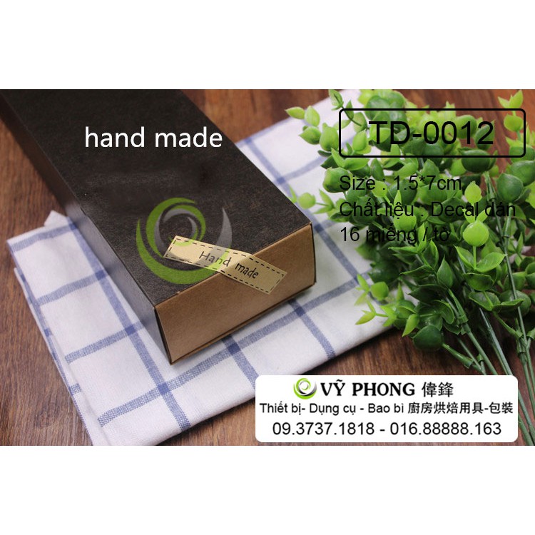 Tem Dán Chữ HANDMADE Sticker Nhãn Dán Bao Bì Hộp Bánh Trung Thu Nhà Làm TD-0012