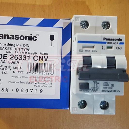 Cầu dao chống giật RCBO Panasonic - Bảo vệ quá tải, ngắn mạch và chống rò dòng (Aptomat chống giật Panasonic)