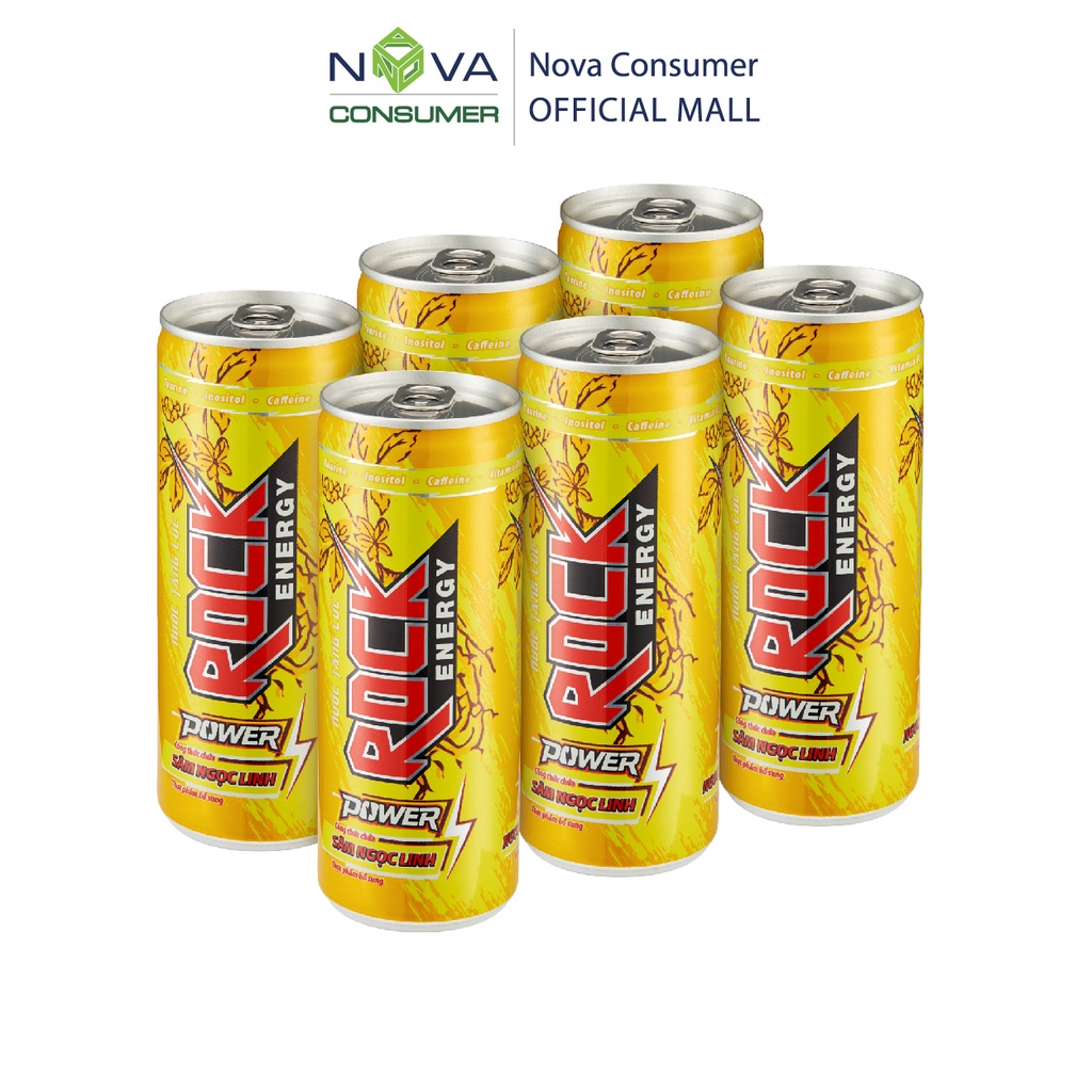 [Combo 6 lon] Nước tăng lực Rock Energy Power chứa Sâm Ngọc Linh (240ml x 6 lon)