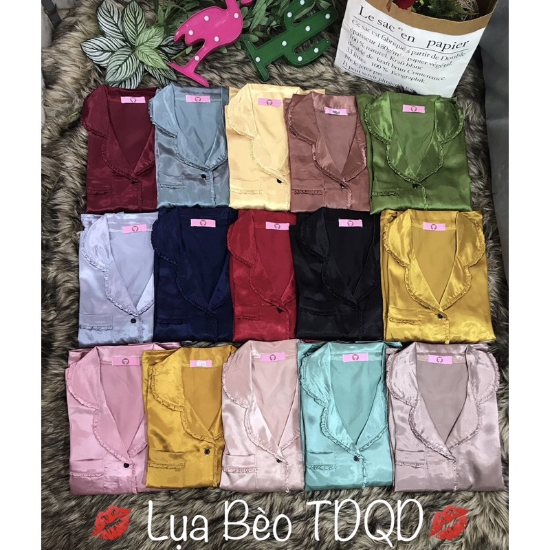 ( Freesize Lụa ) Đồ Bộ Pijama Lụa viền bèo - Tay Dài Quần Dài | BigBuy360 - bigbuy360.vn