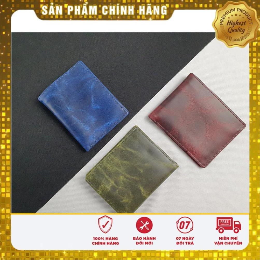 Ví Da Cao Cấp Pullup wax ( Xanh Navy. Xanh Olive .Nâu wine ) 100% Da Thật _ Bảo Hành 24 Tháng