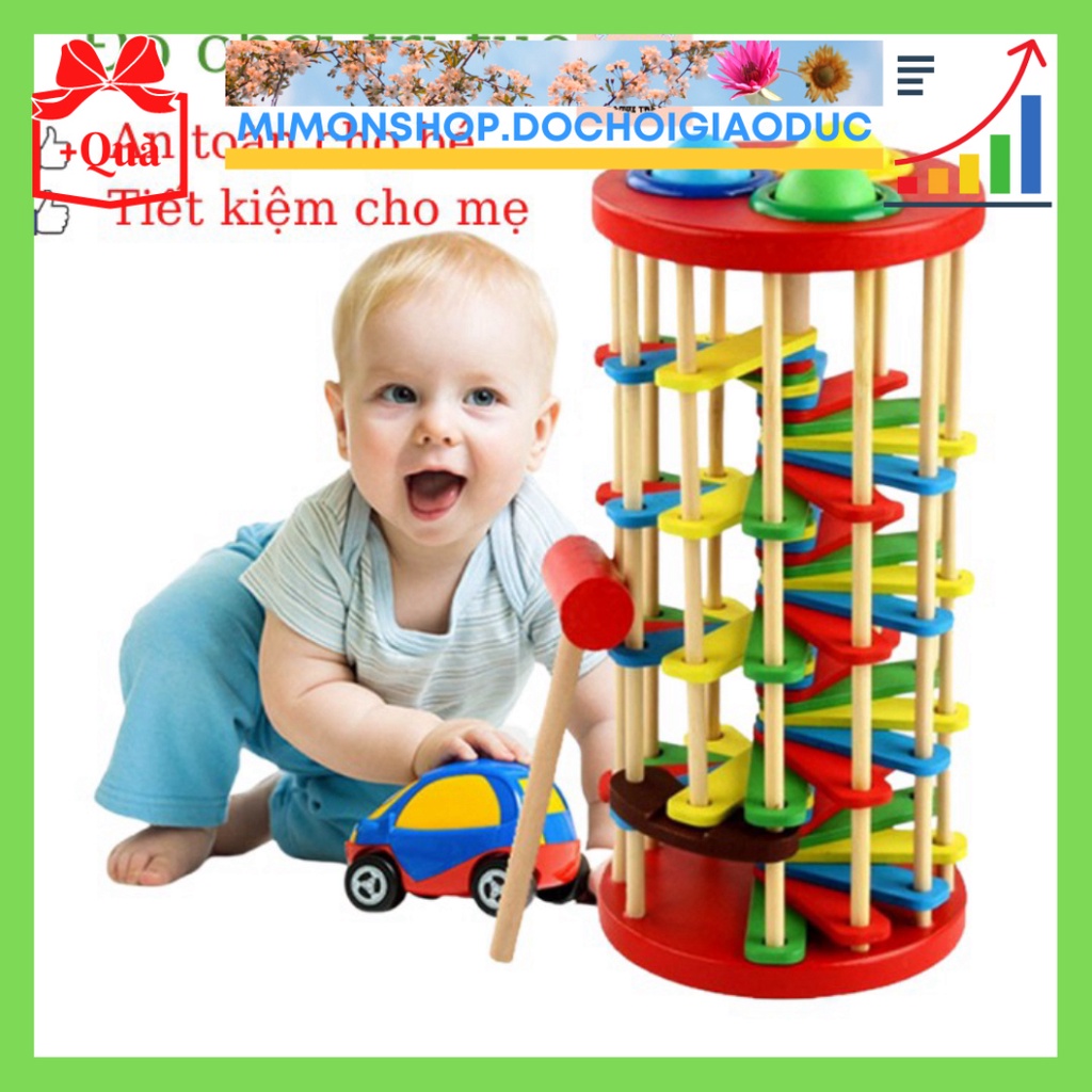 Đồ chơi đập bóng lốc xoáy, Đồ chơi gỗ giúp phát triển tư duy trí tuệ cao cho bé