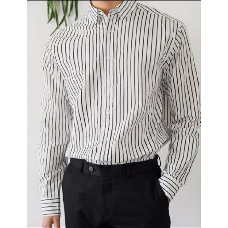 Áo sơ mi nam dài tay sọc xanh