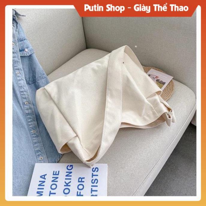 Túi Đeo Chéo Nữ vải canvas các màu trắng đen  xịn sò, Túi Khoác Vai đi học đi chơi du lịch phong cách Châu Âu