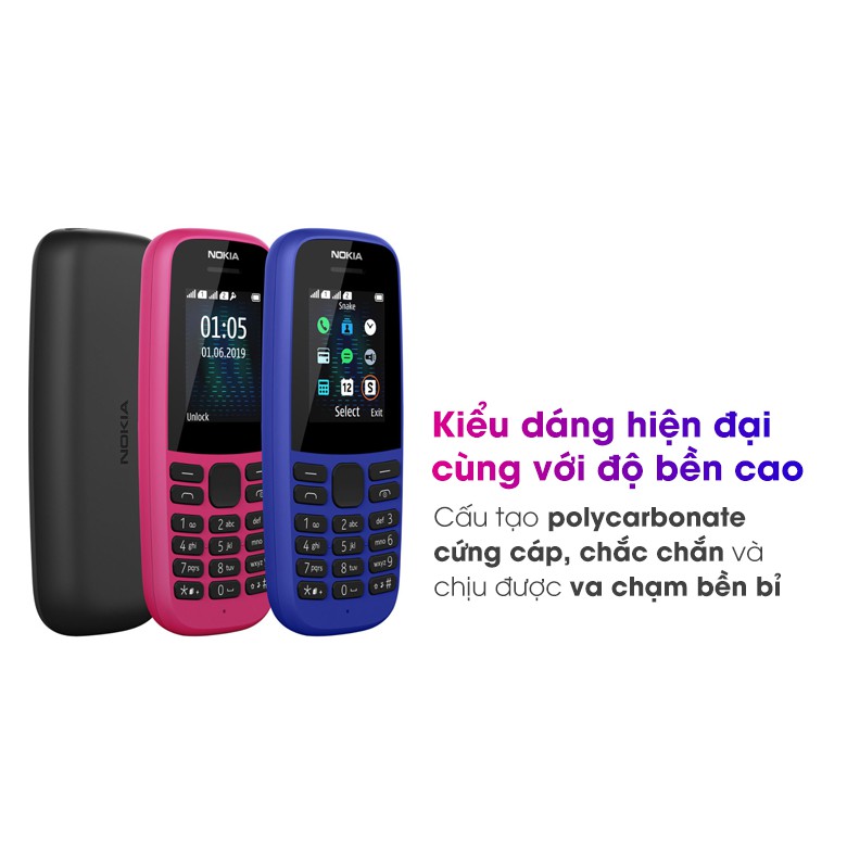 Điện thoại nokia 105 (2019) 2 sim-Hàng Chính Hãng