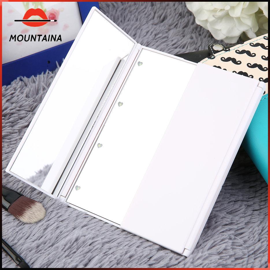 【m】 8 Super Bright LED Lights Foldable Triple Mirror With Magnetic Opening