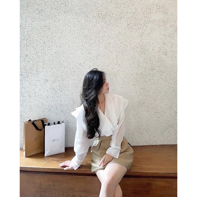 ÁO TƠ TRẮNG CỔ BÈO JASMIN - HÀNG THIẾT KẾ