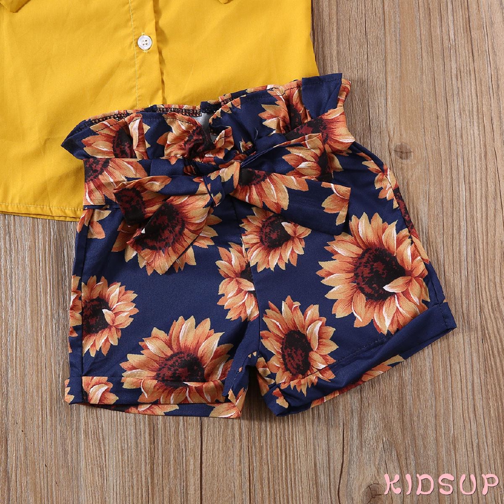 Bộ Quần Áo Gồm 2 Món Áo Thun+Quần Short Dành Cho Trẻ Em Gái Từ 1-6 Tuổi