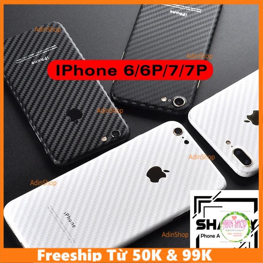 Skin Dán Cacbon Trắng Đen Full Viền IPhone 6/6P/7/7P [Adinshop]