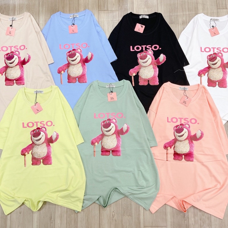 Áo Thun Tay Ngắn UNISEX IN DECAL GẤU LOTSO - Hình chụp thật