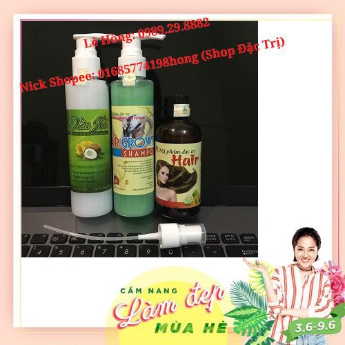 Bộ 3 sp (TINH DẦU BƯỞI + DẦU GỘI BƯỞI + DẦU XẢ BƯỞI SỮA DỪA) Kích mọc tóc dày, dài, mềm mượt, giảm rụng tóc, hói đầu...