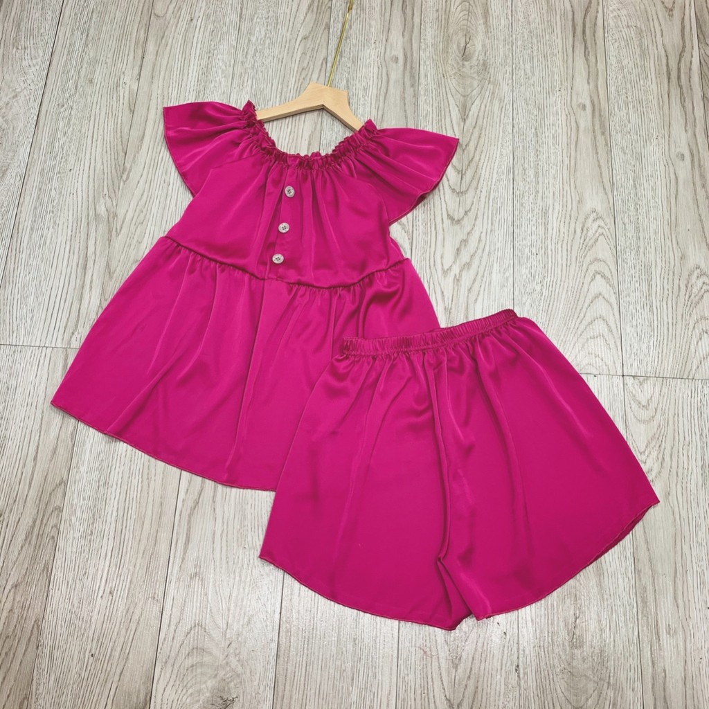 SET BỘ LỤA ÁO TRỄ VAI QUẦN ĐÙI MÀU TRẮNG HỒNG XÁM ULZZANG