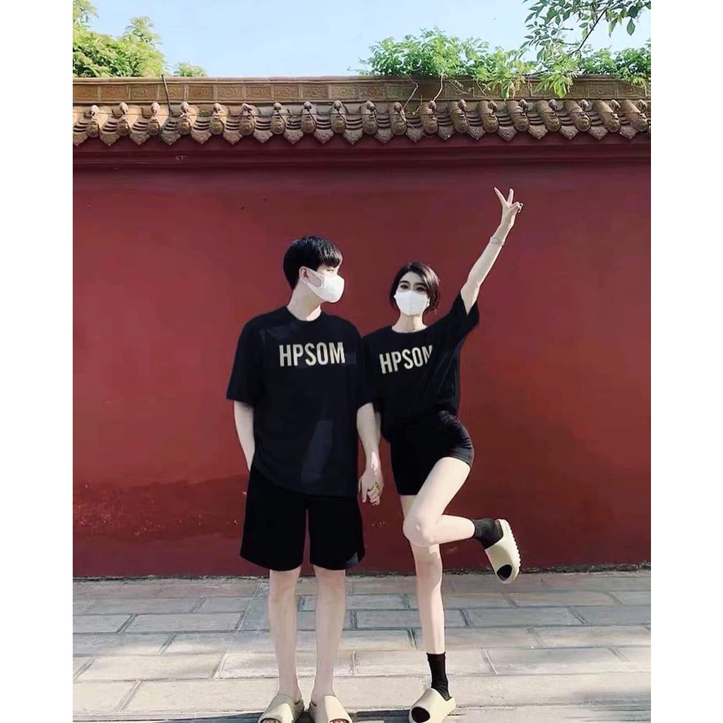 Áo đôi nam nữ màu đen trái tim yêu thương thun cotton 4 chiều, giá gồm 2 áo