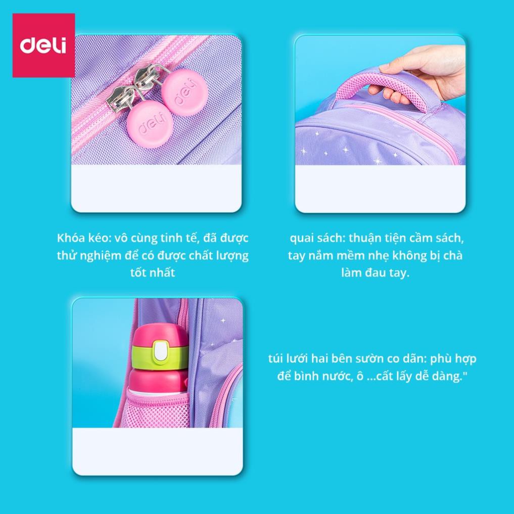 Balo học sinh Deli - Chống gù lưng - Chất liệu vải dù nhiều màu sắc - Dùng cho học sinh cấp 1 và 2 - B10 / B13 / B14