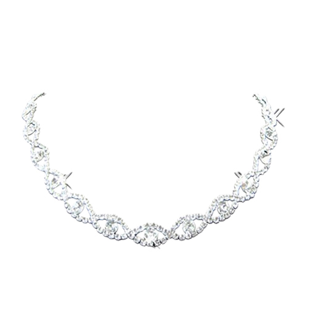 Set vòng cổ + bông tai kiểu xoắn đính đá sang trọng