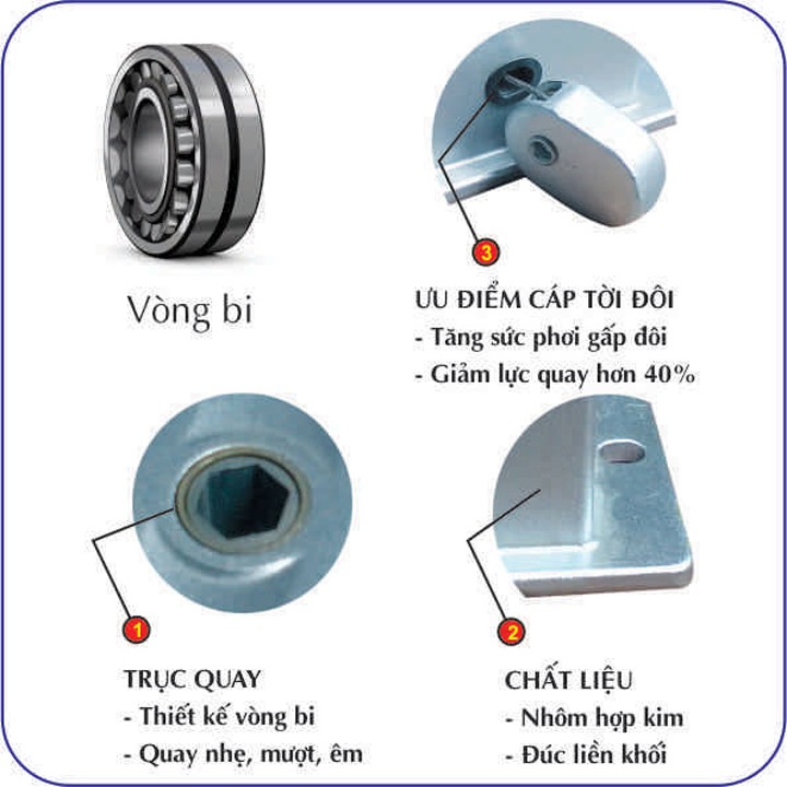 Giàn Phơi Hòa Phát 999B, Giàn Phơi Thông Minh Chính Hãng Phù Hợp cho Ban Công