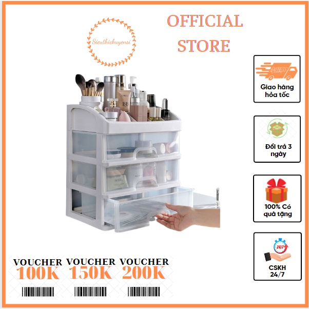 Kệ Tủ Đựng Mỹ Phẩm Đồ Trang Điểm Mini Trong Suốt 4 Tầng Tashuan TS-5338 - đồ dùng đựng đồ đa năng gia đình