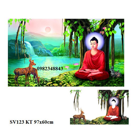 Tranh đính đá phật thích ca mậu ni. Tranh gắn đá chưa gắn.