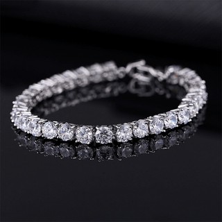 Vòng tay bạc đính đá zircon 4mm cho cặp đôi nam và nữ