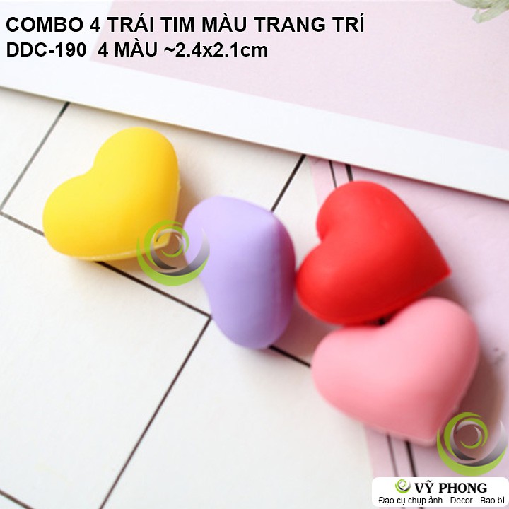 SET COMBO 4 TRÁI TIM MÀU TRANG TRÍ CHỤP HÌNH ĐẠO CỤ CHỤP ẢNH SẢN PHẨM INS DDC-190