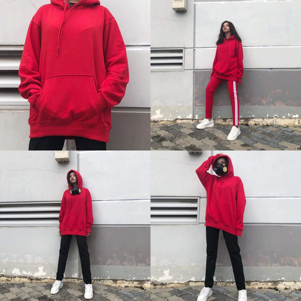 ÁO HOODIE BASIC ĐỎ TRƠN UNISEX