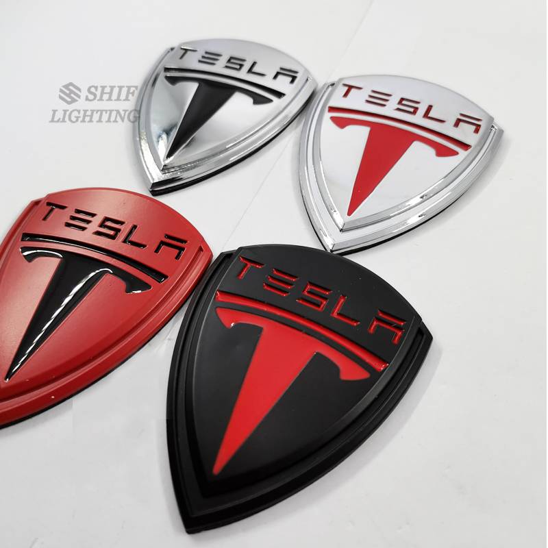 1 Miếng Dán Logo Tesla Bằng Kim Loại Cho Xe Hơi