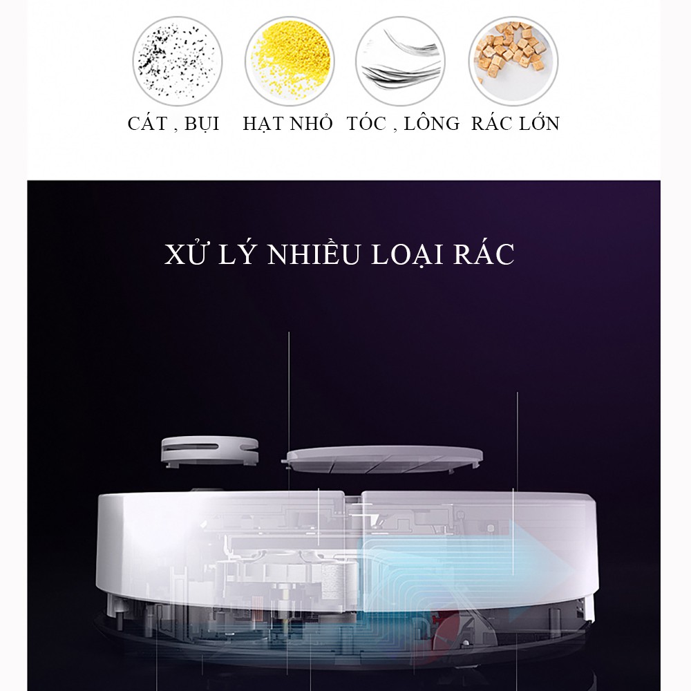 Robot hút bụi lau nhà cảm ứng, dung lượng pin lớn, mạnh mẽ bền bỉ hơn, làm sạch mọi ngóc ngách trong nhà,dễ dàng vệ sinh