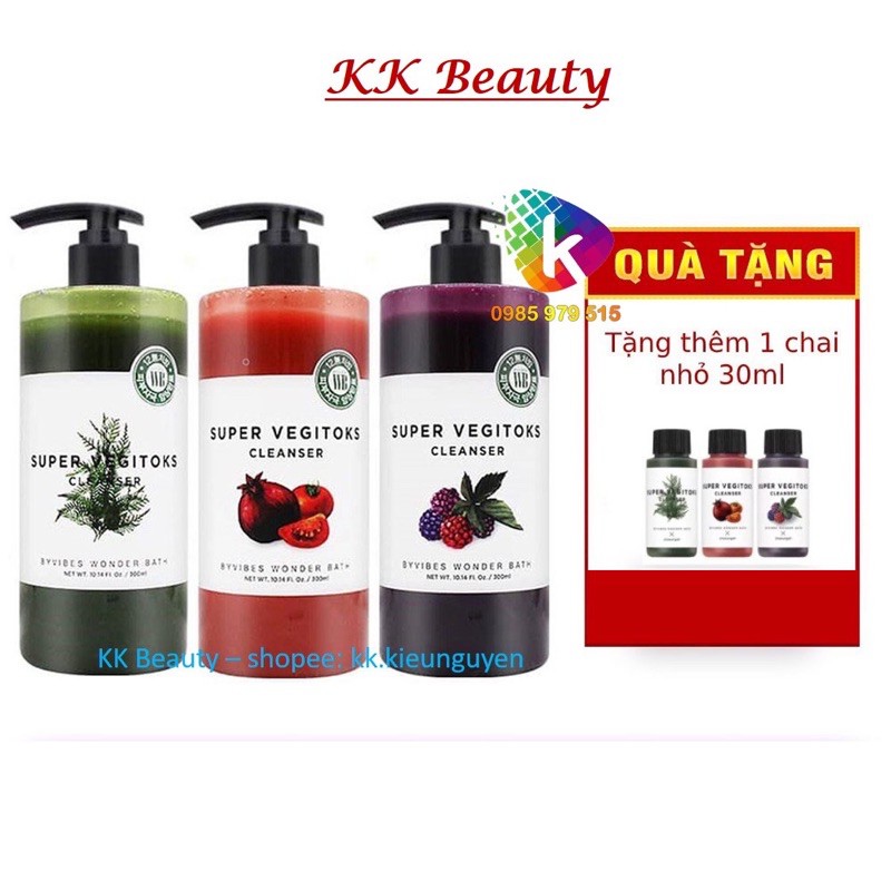 (300ml TẶNG MINI 30ml) Sữa Rửa Mặt Rau Củ Qủa Thải Độc Wonder Bath Super Vegitoks Cleanser | BigBuy360 - bigbuy360.vn