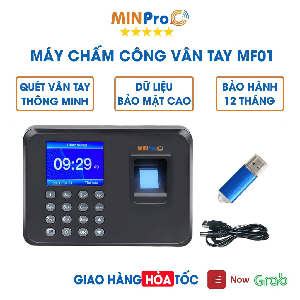 Máy chấm công vân tay MINPRO MF01 (Tặng USB quét dữ liệu cực nhanh) chính hãng 100%