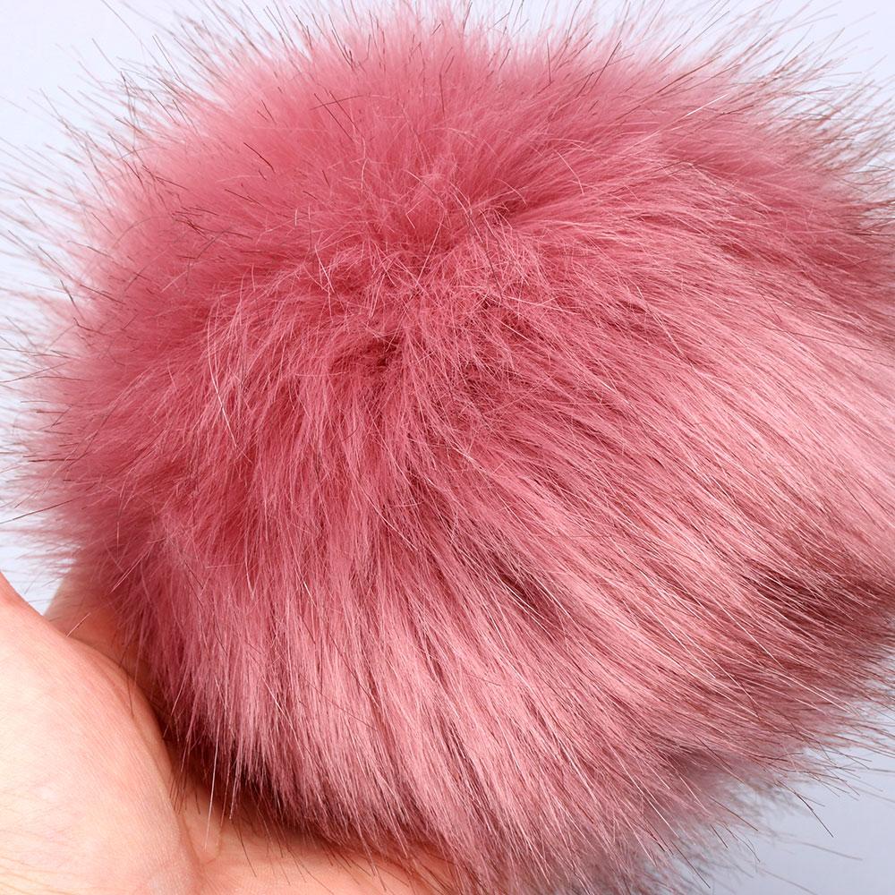 Mũ Beanie Dệt Kim Phối Bóng Lông Mềm Mại Kích Thước 15cm Thời Trang Cho Nữ