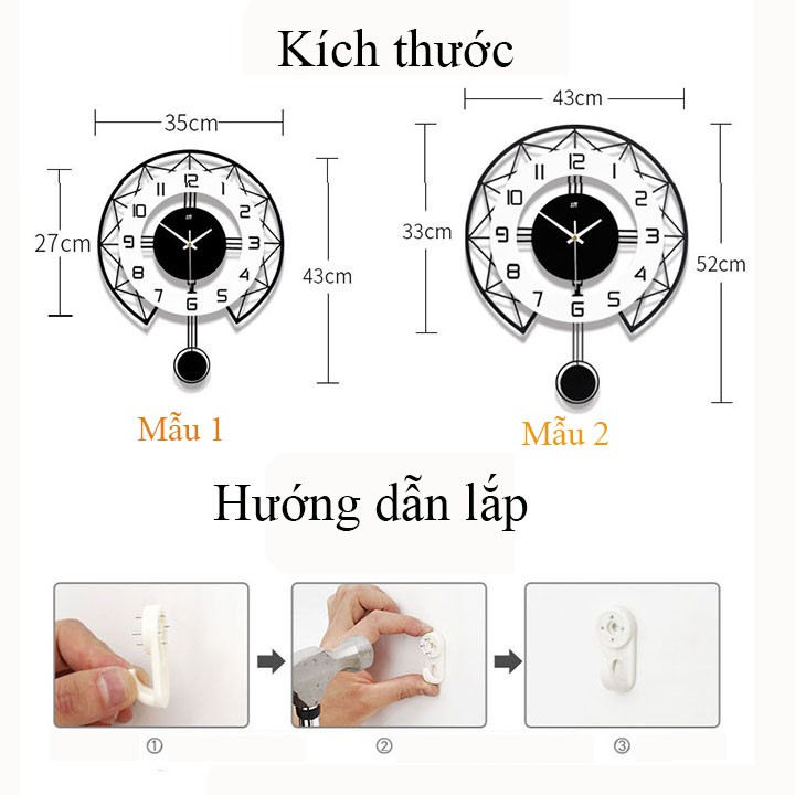 Đồng hồ treo tường, đồng hồ trang trí quả lắc nghệ thuật đẹp phong cách châu âu