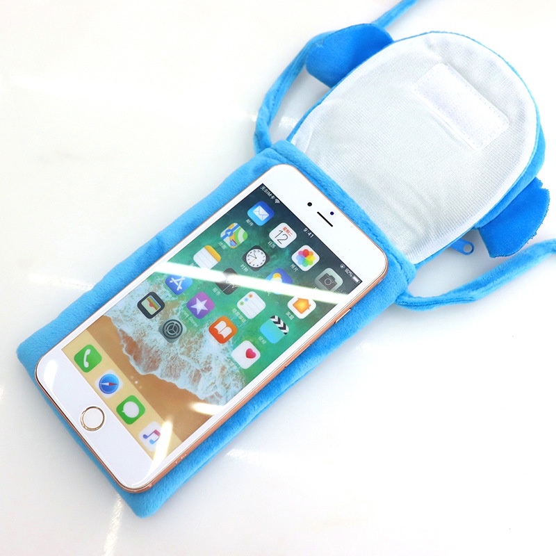 Túi Đeo Vai Đựng Điện Thoại Hình Stitch Minions Nhồi Bông Cho Bé