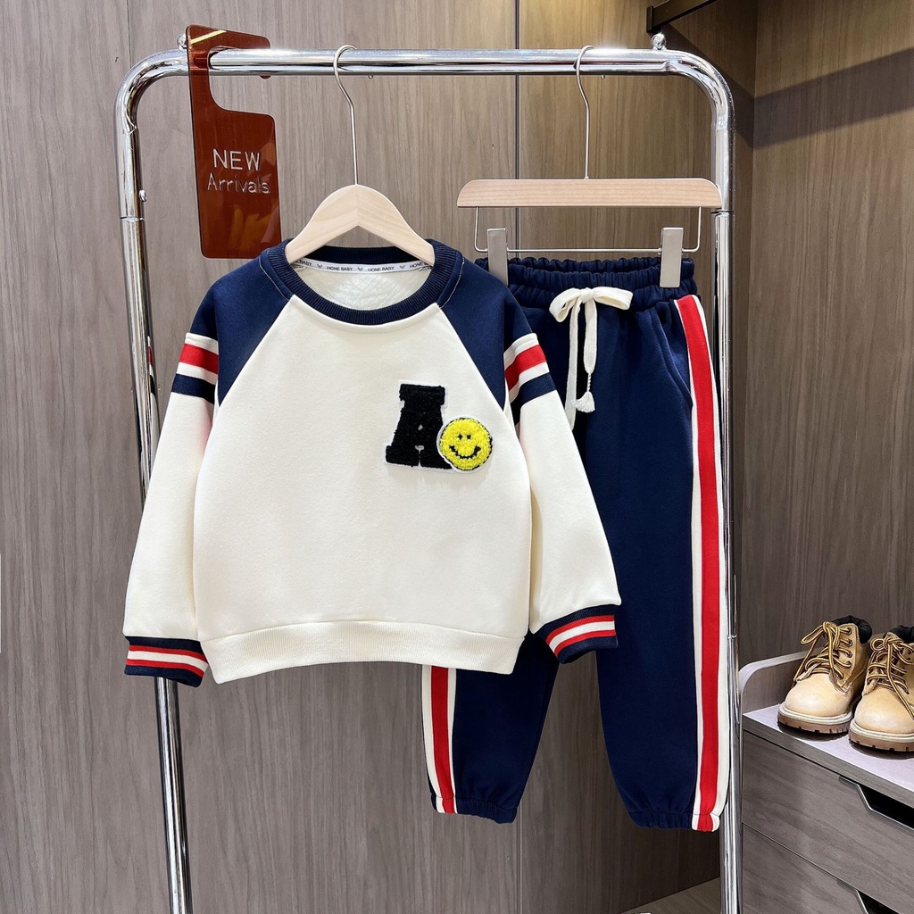 Quần áo trẻ em, bộ quần áo thu đông dài tay bé trai, bé gái dễ thương, chất vải nỉ da cá dầy đẹp HB086