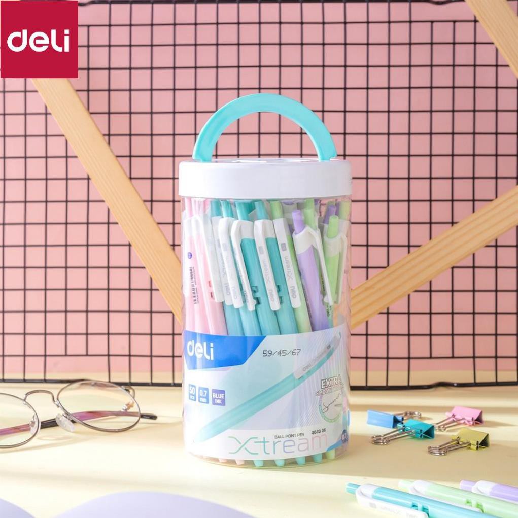 Bút bi dầu Deli - 0.7mm đầu bấm - 50 chiếc/hộp - EQ03336/EQ03236/EQ02836 [Deli]