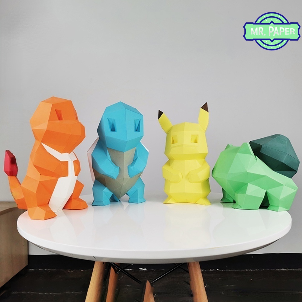 Mô Hình Pokemon Pikachu Handmade Ba Chiều Bằng Giấy Treo Tường Trang Trí DIY