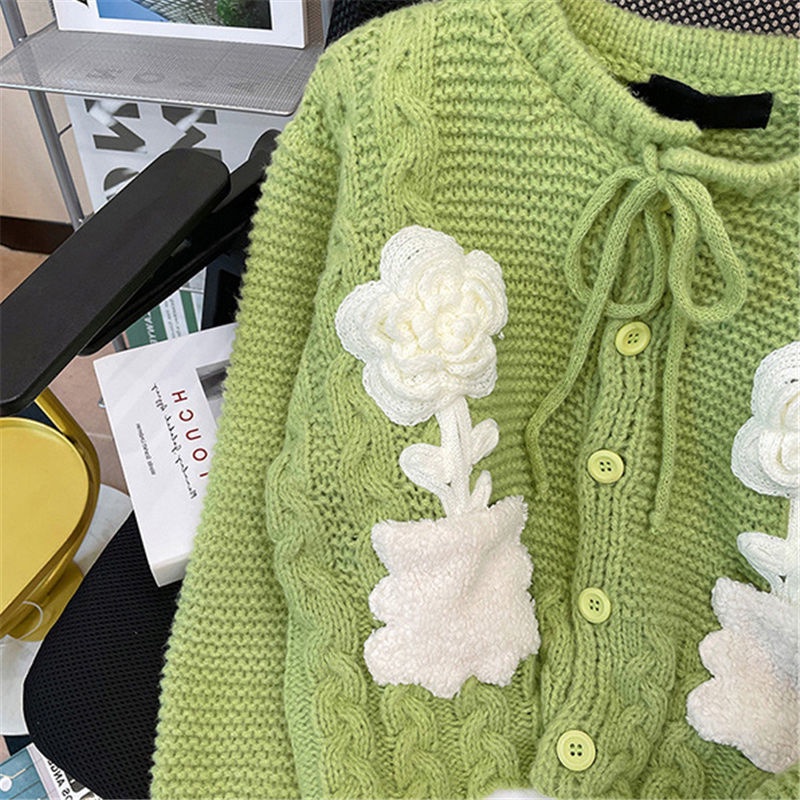 Xiaoxiang Áo Khoác Cardigan Dệt Kim Ngắn Ba Chiều Phong Cách Pháp Ngọt Ngào Thời Trang Thu Đông Dành Cho Nữ  tao bao