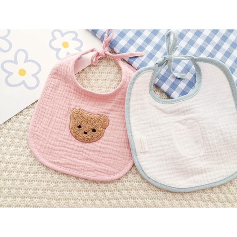 Yếm Xô Muslin Quàng Cổ Cho Bé Hoạ Tiết Gấu