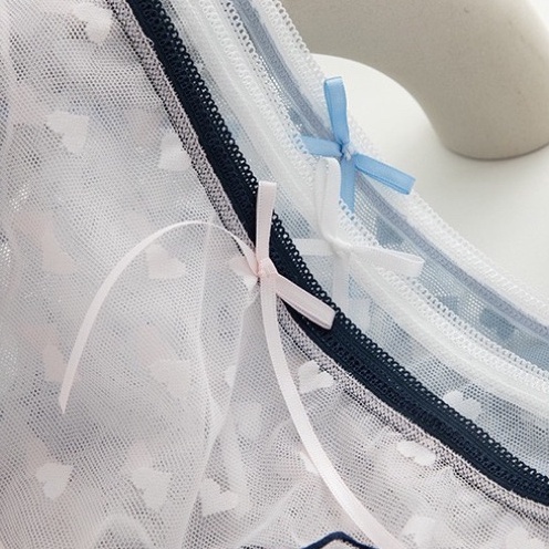 Quần Lót Ren Sexy Viền Màu Phối Họa Tiết Trái Tim Gợi Cảm Quyến Rũ KIMCHIBIKINI đồ chip Nữ mềm mại thoáng mát QL164