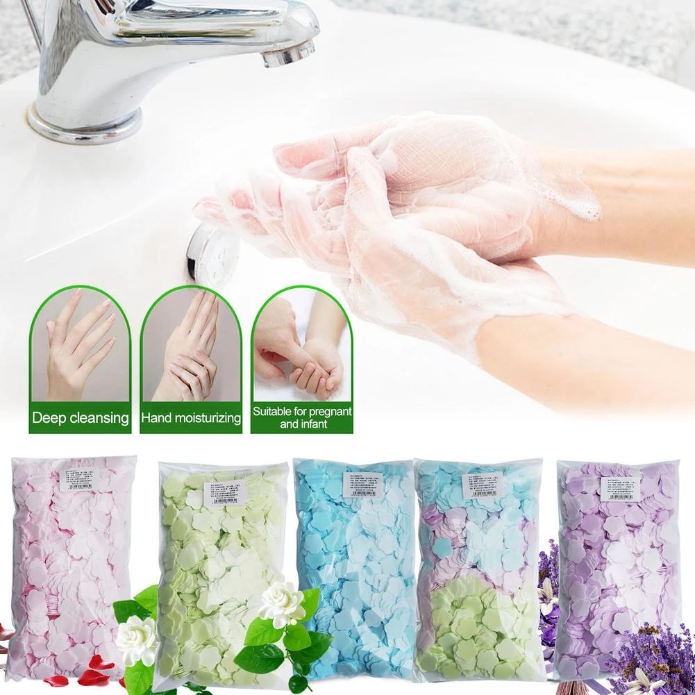 Bộ 1000 Miếng Xà Phòng Giấy Hình Hoa Mini Dùng Một Lần Tiện Dụng Khi Đi Du Lịch