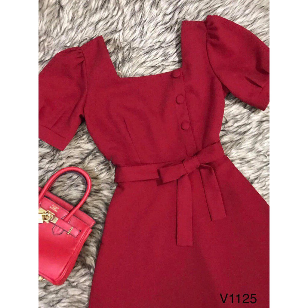 [ xả kho ] MiD Đầm nữ thời trang thiết kế tay bồng cổ vuông V1125 Mie Design kèm ảnh thật