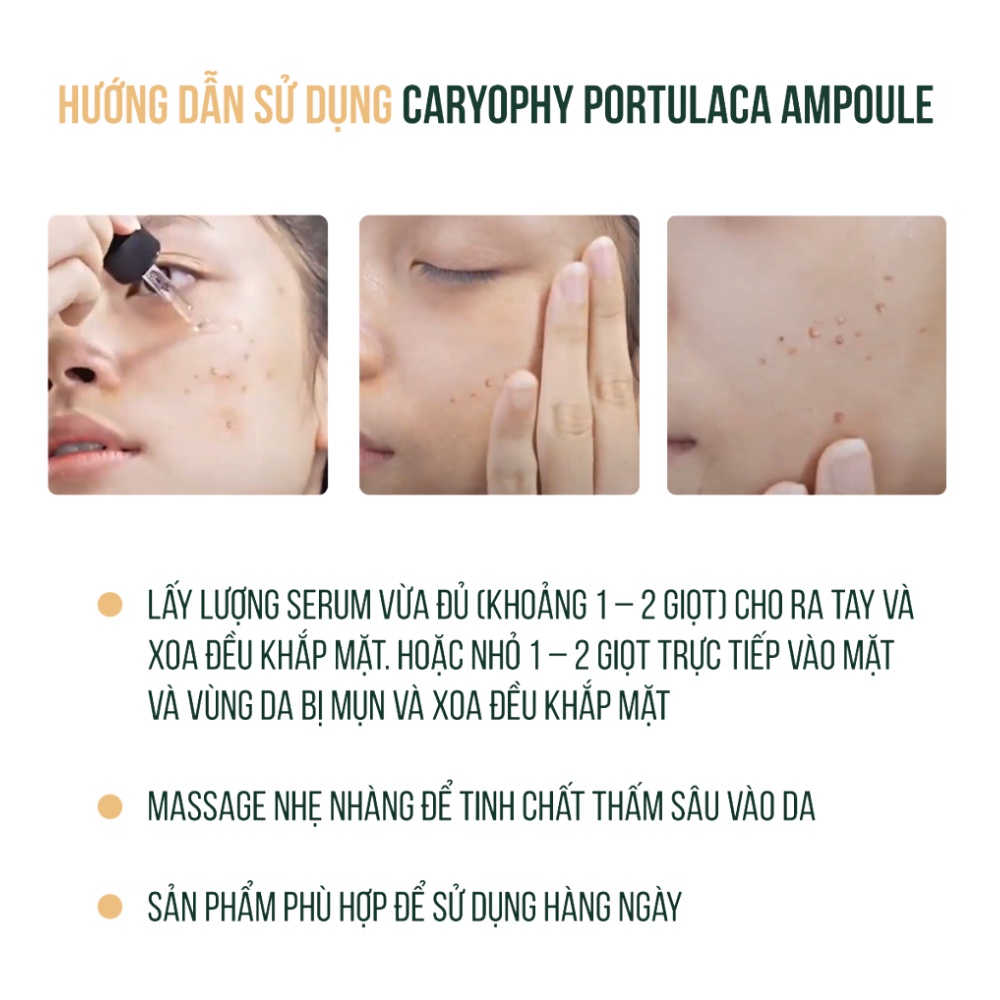 Serum Caryophy Portulaca Ampoule 10ml chiết xuất từ rau má giúp giảm mụn hiệu quả