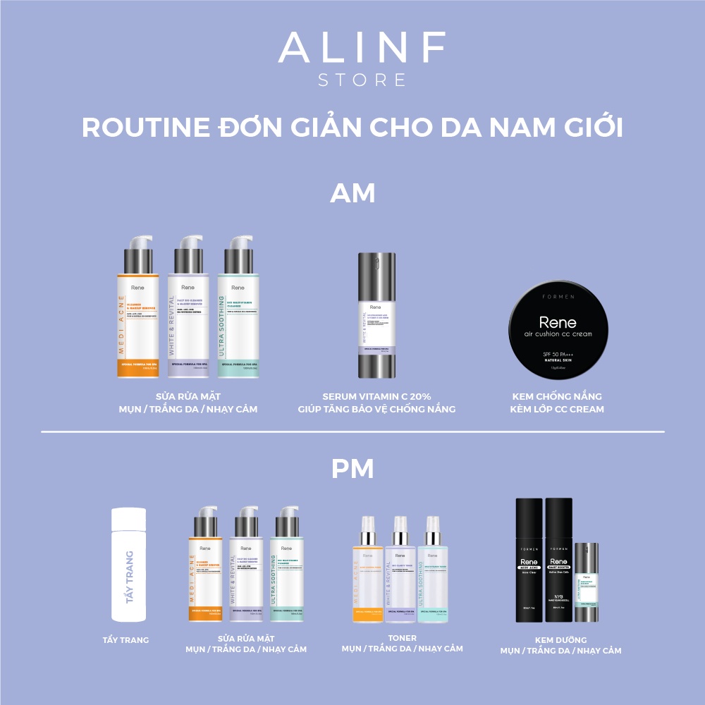 Phấn Nước Che Khuyết Điểm Siêu Mịn Và Chống Nắng Rene Air Cushion CC Cream SPF 50PA+++ cho Nam Giới