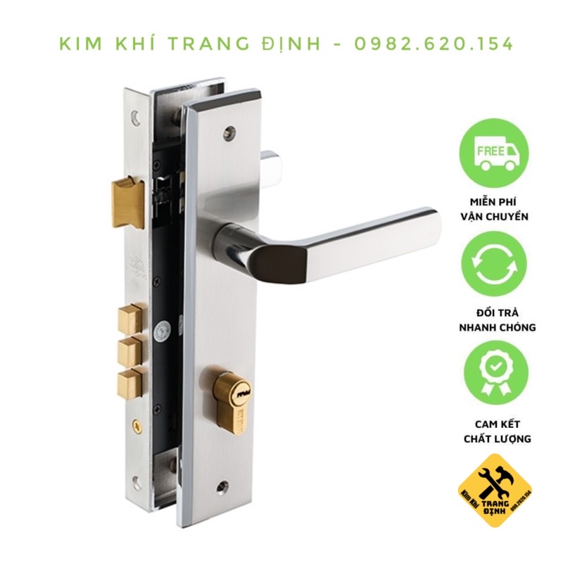 Khoá Tay Gạt Hợp Kim Inox EX8533 Huy Hoàng Chính Hãng Bảo Hành 3 Năm Lắp Cửa Chính