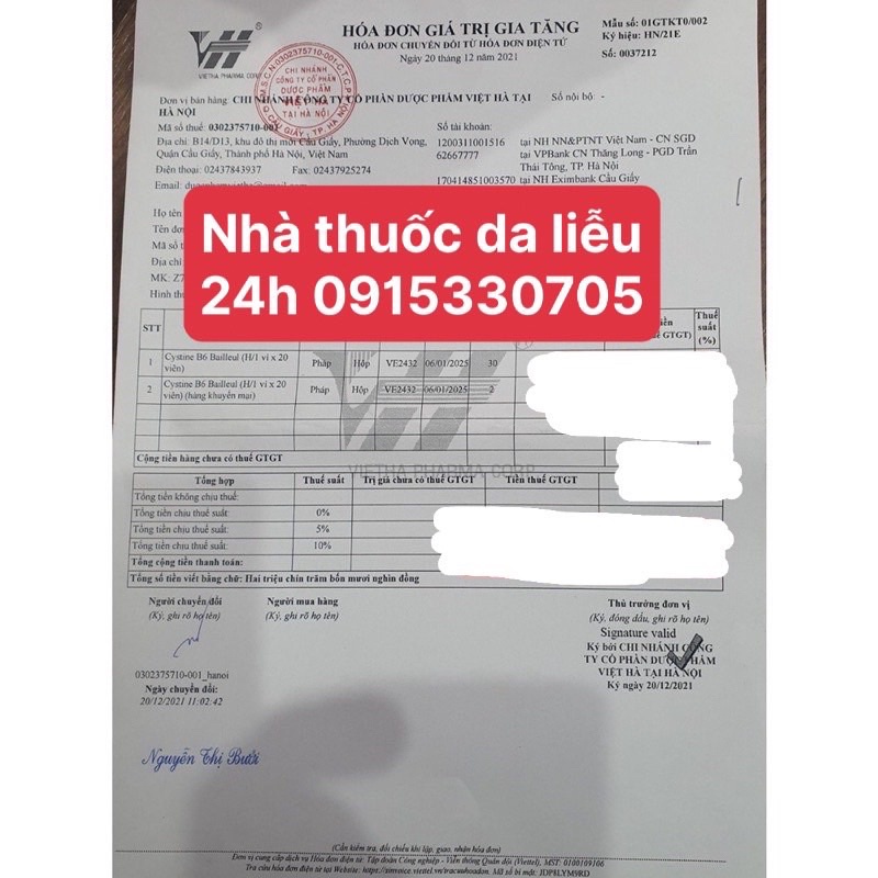 Cystine B6 Bailleul Pháp 20 viên hỗ trợ rụng tóc loạn dưỡng tóc - Nhà Thuốc Da Liễu 24h